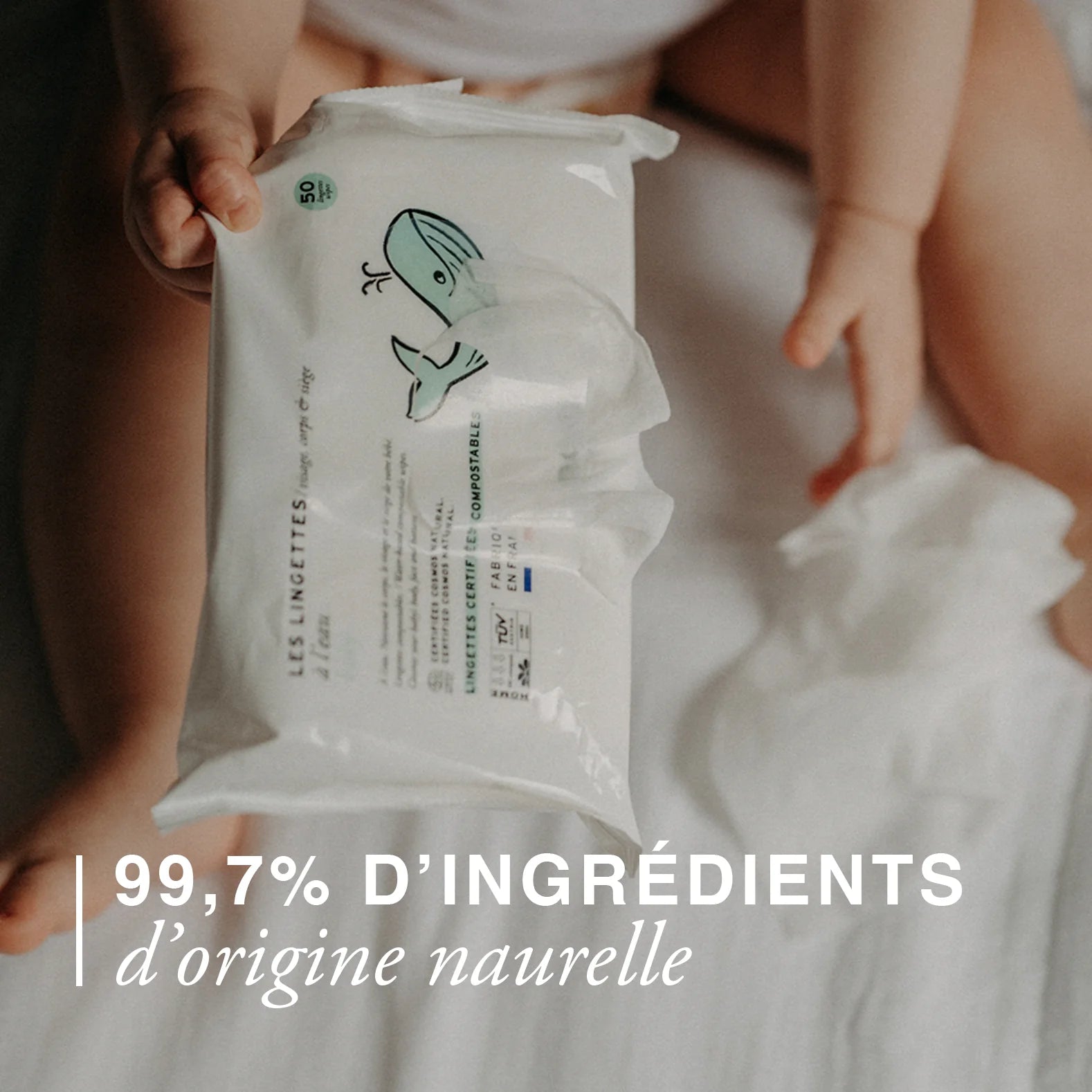 Lingettes à l'eau compostables (2x50)