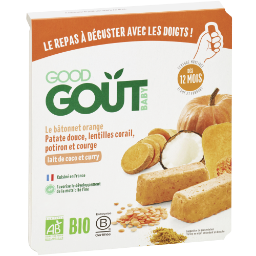 Le bâtonnet orange : patate douce, lentilles corail, potiron et courge