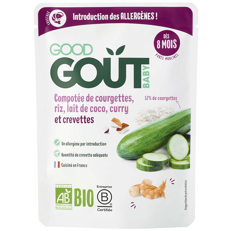 Compotée de courgette, riz, lat de coco, curry et crevette