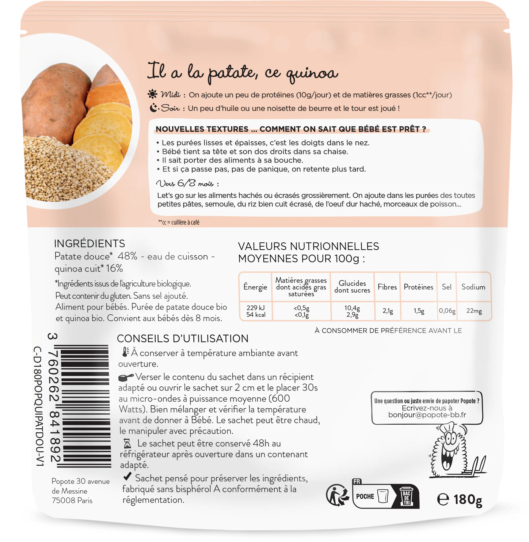 Les Moulinés Patate Douce Quinoa